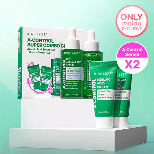 Nineless A-Control Super Combo Set (2x Azelaic Acid Serum 30ml + 2x Bonus Cream 15ml)