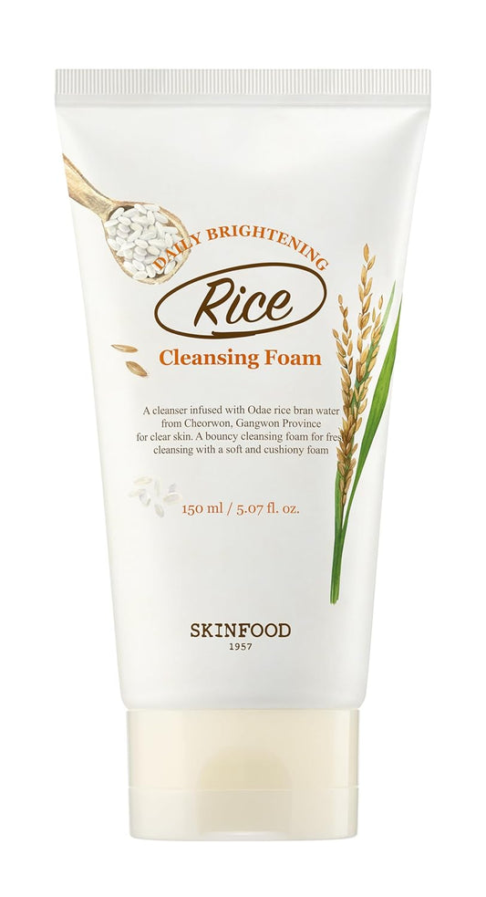 Skinfood Rice Daily Brightening Cleansing Foam 150ml – Limpiador Facial Iluminador con Agua de Arroz