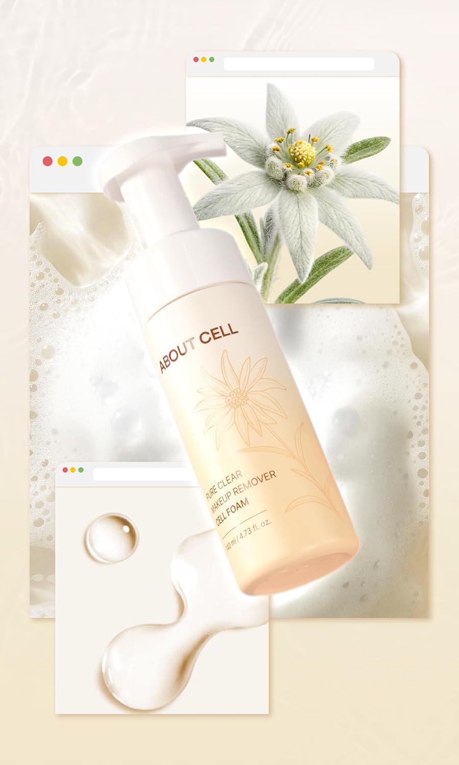 About Cell Pure Clear Makeup Remover Cell Foam (140ml)