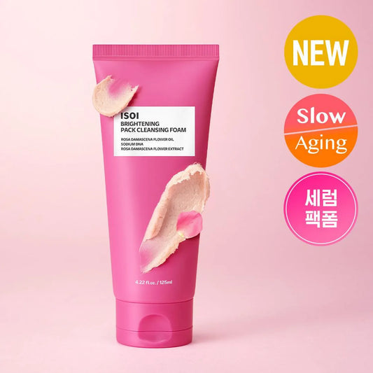 ISOI Brightening Pack Cleansing Foam 125ml – Limpiador Facial Iluminador con Rosa Búlgara