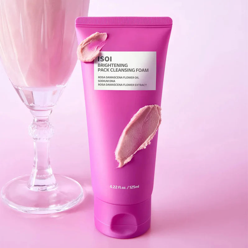 ISOI Brightening Pack Cleansing Foam 125ml – Limpiador Facial Iluminador con Rosa Búlgara