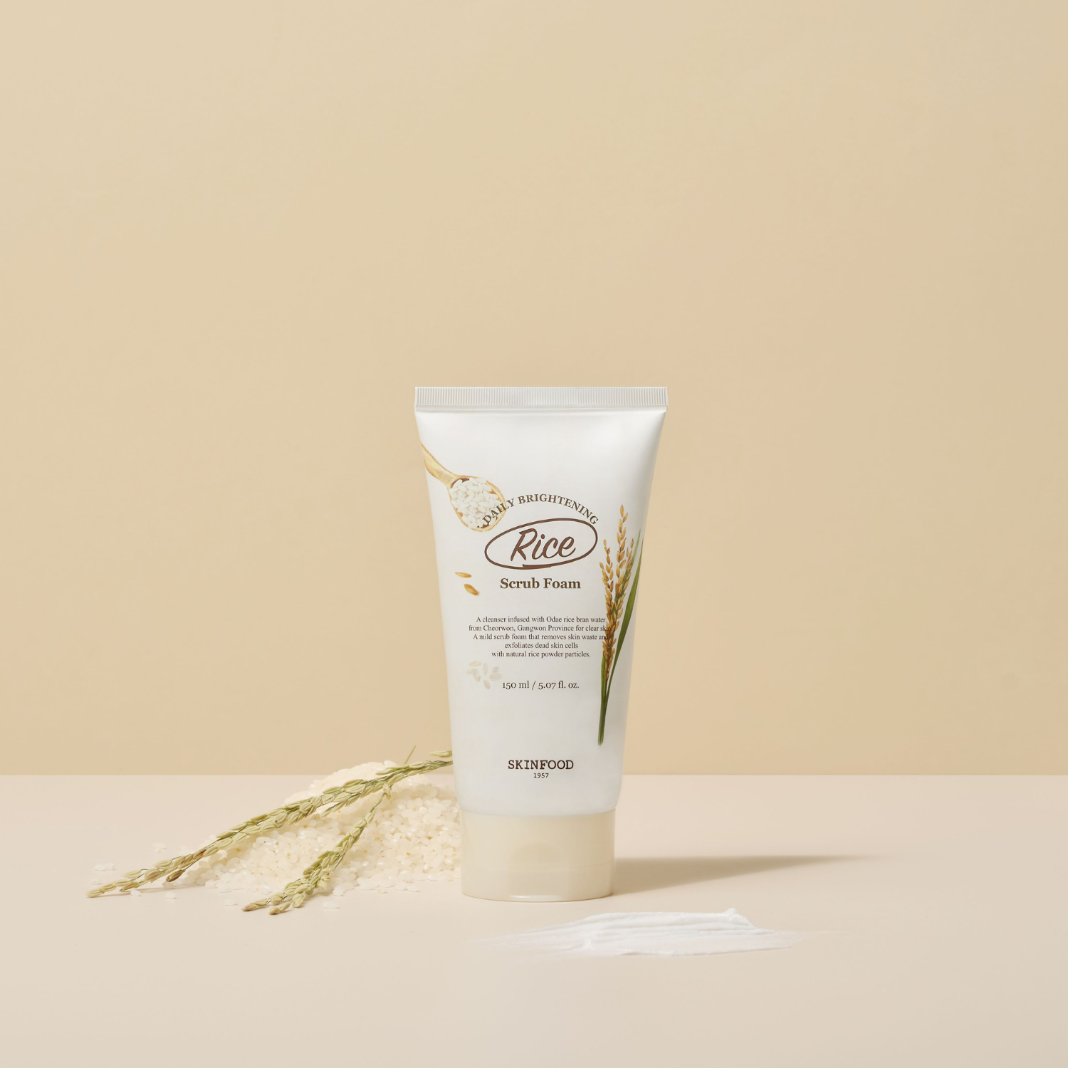 Skinfood Rice Daily Brightening Scrub Foam 150ml – Limpiador Facial Iluminador con Agua de Arroz